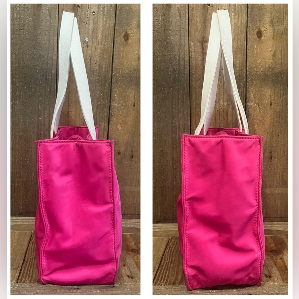 Kate Spade. Set of 2: White Leather Hayes Tote and Pink Nylon Elise Tote. - Picture 12 of 16